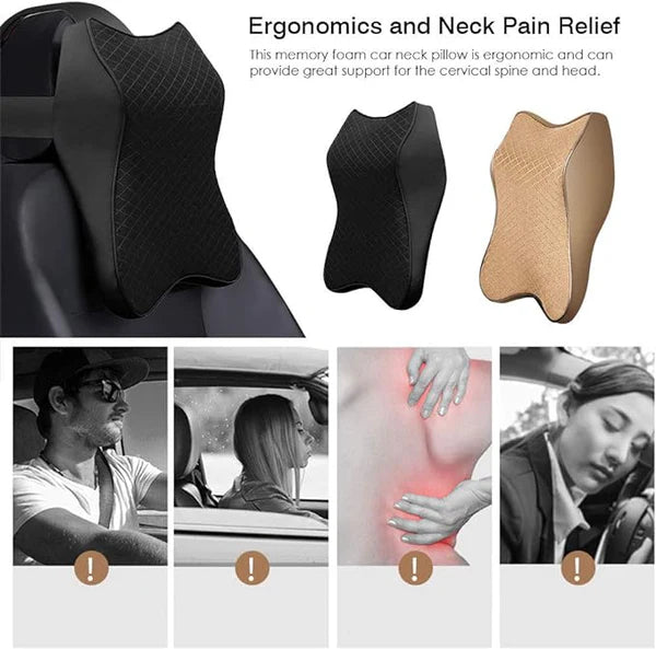 Car Neck Pillow for Headrest – Memory Foam Car Seat Cushion for Neck & Head Support | Comfortable Travel Pillow | COD in Saudi Arabia وسادة الرقبة للسيارة – وسادة ميموري فوم لدعم الرأس والرقبة | راحة أثناء القيادة | الدفع عند الاستلام في السعودية